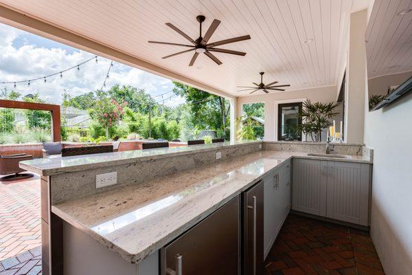 We provide outdoor kitchen design and weatherproof cabinetry.