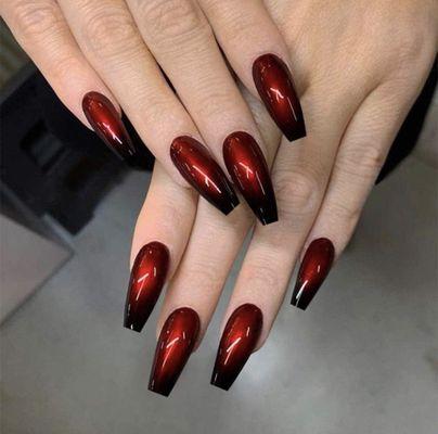 Beautiful red & black nails