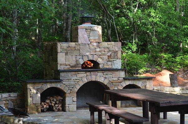 Oven installation by Jim and area stone mason Saphire, NC