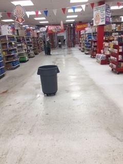 Retail floor stripping, pre & post