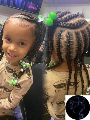 Kids Feedin Braids(hair added) $60