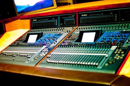 02R96VCM consoles in the control room at Stage One's main recording studio.