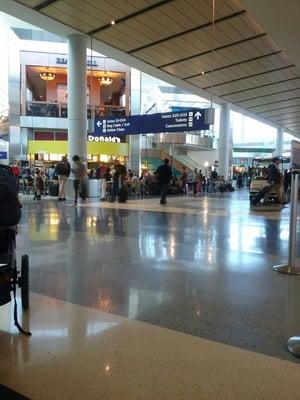 DFW. D concourse.  McDonalds and Gas Monkey on the right