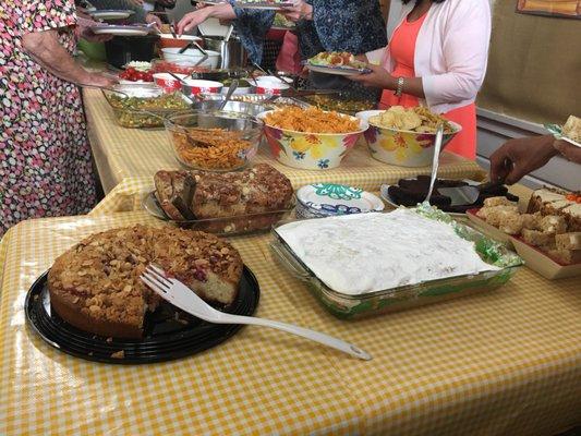 Blessings all around, with a view from the Dessert Table... Potluck is every Sabbath/Saturday. Fellowship is enough if you can't bring food.