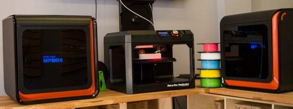 Over 15 3D Printers ready to work on your project! Give us a call today!