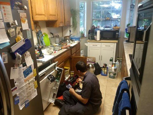 testing the electrical board of the dishwasher