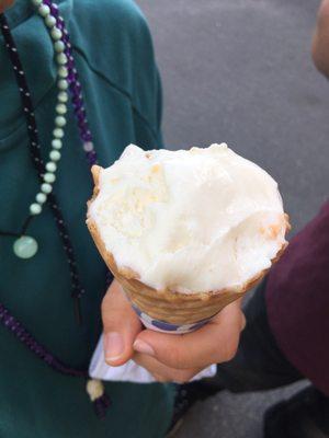 Peach waffle cone! Had yummy peach chunks not pictured that my friend picked out and ate first LOL s