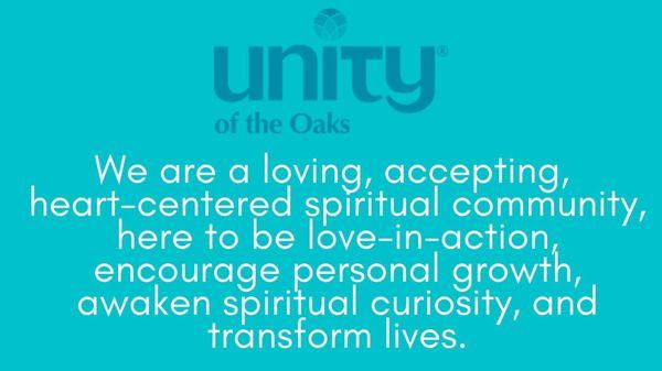 The Unity of the Oaks Mission Statement.