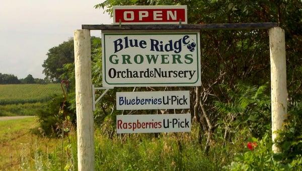 Blue Ridge Growers Road Sign