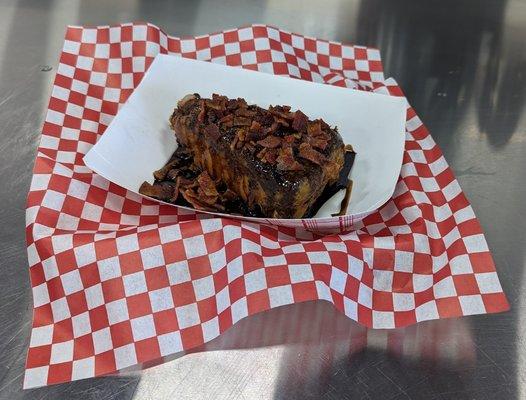 NY Style Cheesecake Deep Fried dipped in Chocolate covered with Bacon