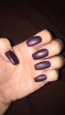 Coffin nails with a burgundy matte