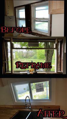 Reframing and window installation