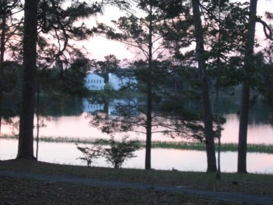 This is the lake in the middle of the town ... with a scenic ring road around it.