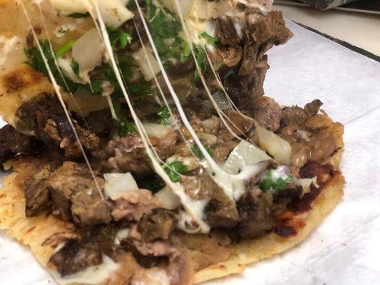 Beef Gordita with cilantro and onions