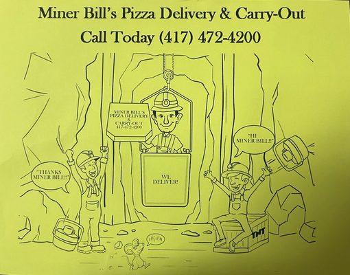 Miner Bill delivering Pizza to the miners!