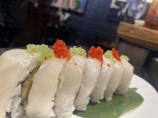 Special Escalar Roll topped with tobiko