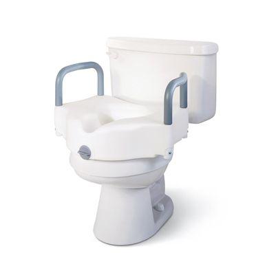 Raised toilet bowel with handles