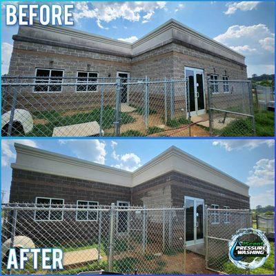 Before and after commercial building cleaning.