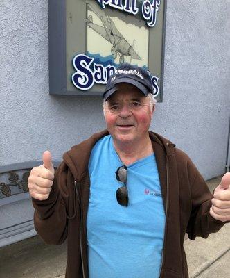 Jim ready for Breakfast at Spirit of St. Luis Restaurant after seeing Cuzzie off to Minneoplis