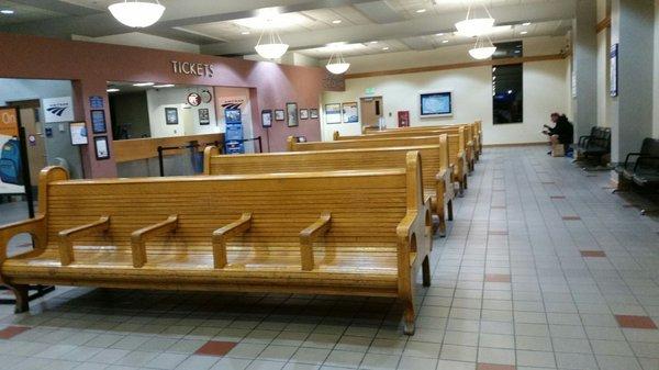 Waiting room. Very uncomfortable benches.