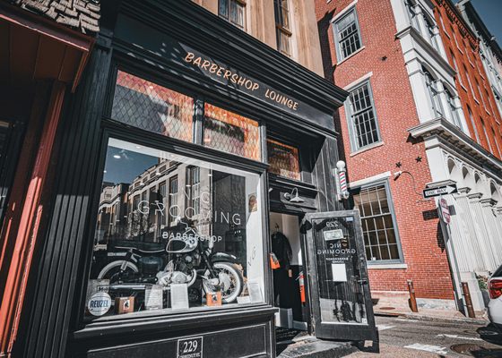 The exterior of Nic Grooming Barber Shop Chestnut Street.