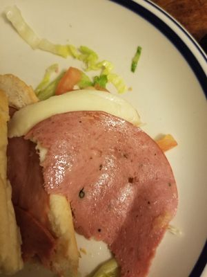 Bologna and not much else on a italian hoagie