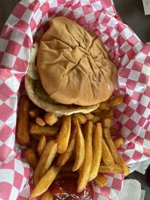 Cheeseburger and fries