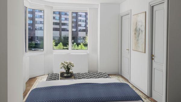 A bedroom in a luxury NYC apartment at The Grand Tier in Upper West Side Manhattan