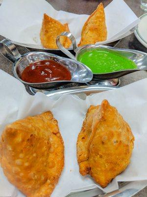 Vegetable Samosas with complimentary sauces