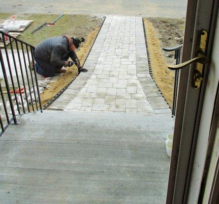 Installation of stone walk path.