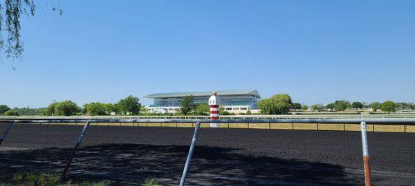 View of the racetrack from the restaurant fence.