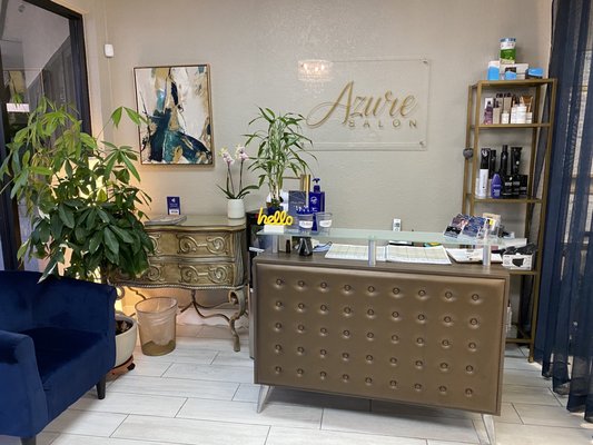 Reception area of Azure Salon