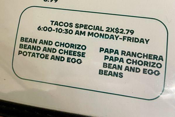 Taco Specials