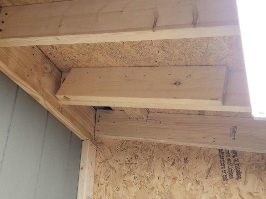 Sloppy cut on scrap wood sistered to joist