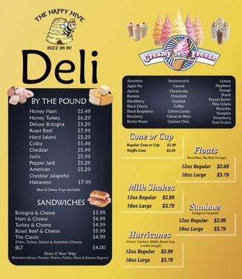 Deli & Ice Cream Menu