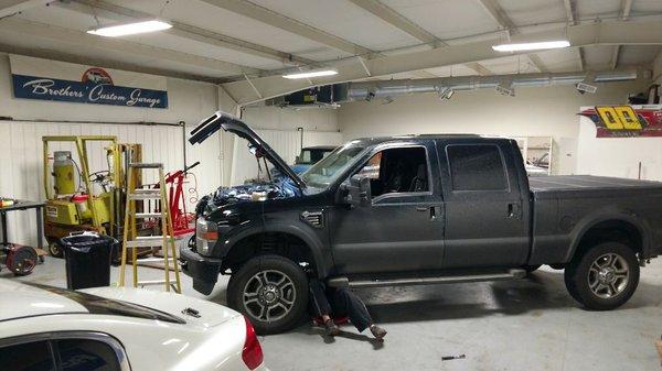 F350 6.4L Diesel getting serviced with Fluids, Filters, Exhaust Up-Pipes, Turbo Rebuild w/billet wheels, and a Tuner