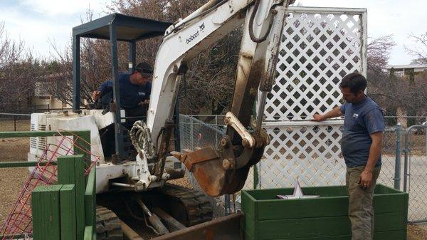 Driving the backhoe thru my maze of raised gardens was no easy feat. BUT Scott did it and I'm ever so thankful!