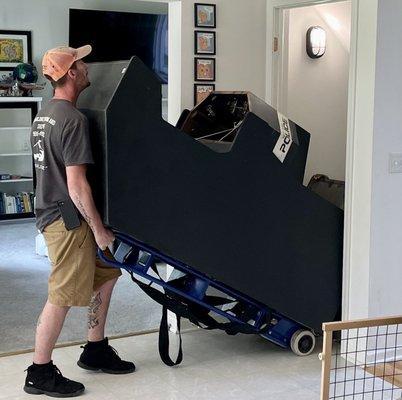 Moving a ...300 pound arcade cabinet from my garage to my basement with only a half inch to spare on either side