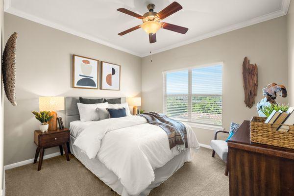 Bedroom with ceiling fan at Estancia at Ridgeview Ranch