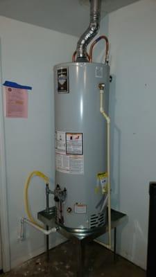 50 Gallon Gas Water Heater Furnished and installed by L H & H Plumbing Company with City Permit and Inspection