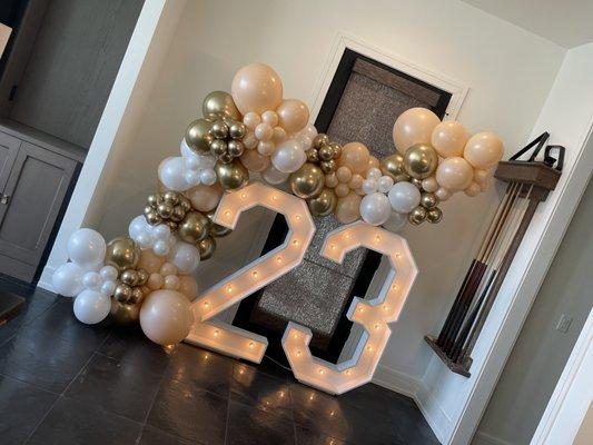 Marquee numbers and balloon garland