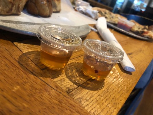 Original honey and a spicy honey came with the sweet honey knots