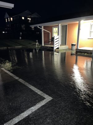 After a thunderstorm there was a bit of flooding in the lot.