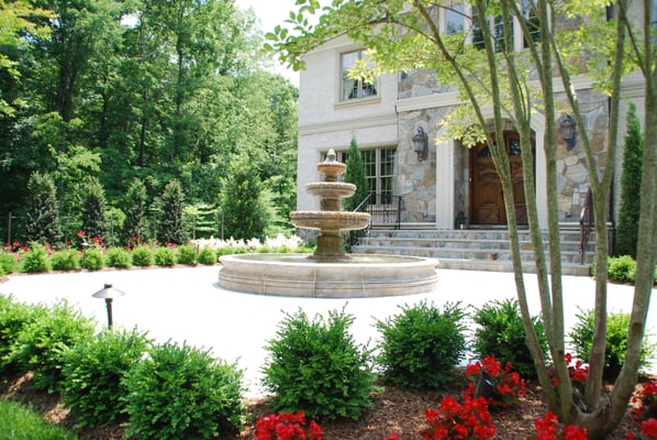 "A Grand Entrance" - Formal Fountain, Walkway, Planting, and Steps in Leesburg, VA