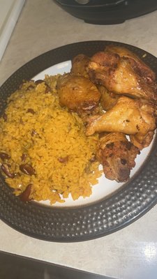 Fried wings and rice