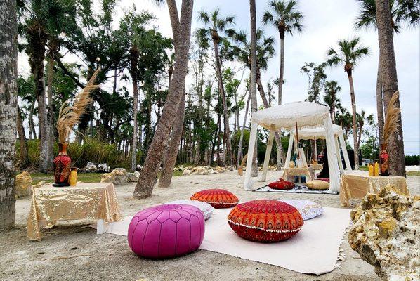 Cabanas and boho style set up