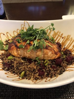 Salmon Bowl, scallops over braised short ribs and Spinach/wild mushroom loaded with yummy garlic ALL AMAZING!!