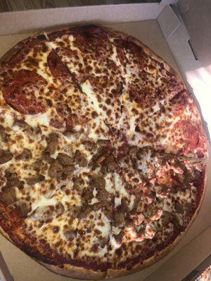 1/2 Double Pepperoni & 1/2 Double Sausage