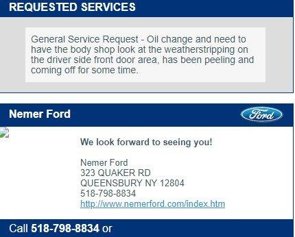 It appears the service techs at Nemer Ford just can't seem to figure out when work needs doing.