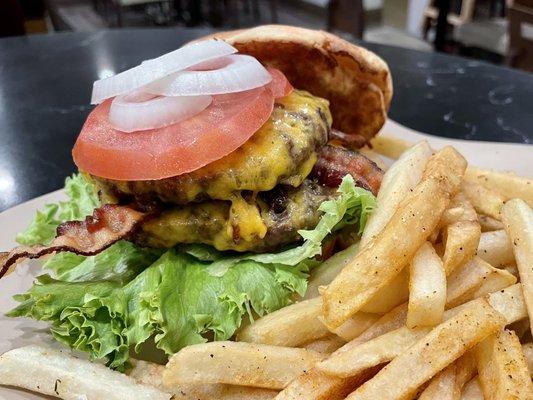 Double cheeseburger and fries